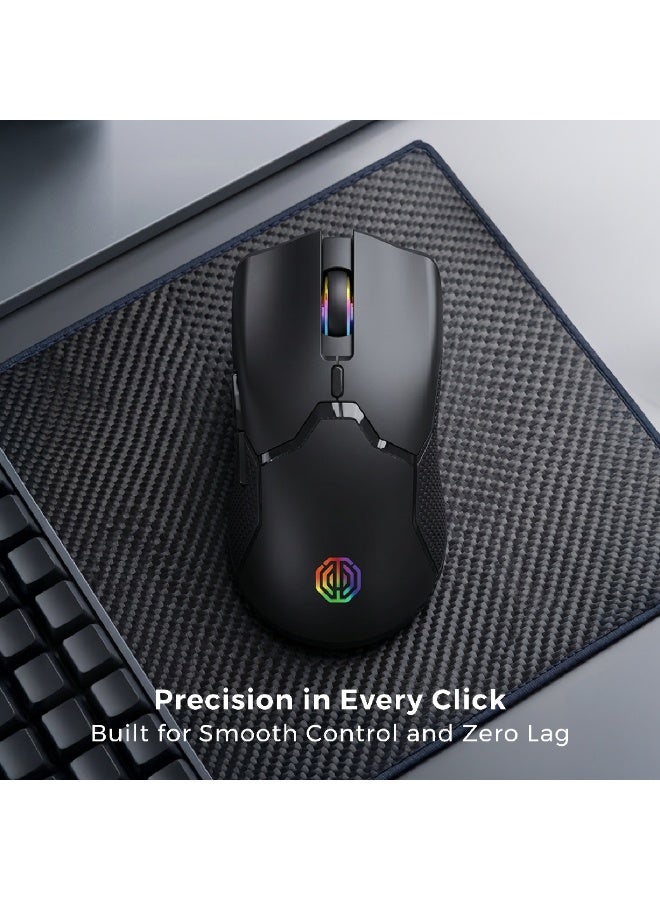 تراندز طقم كيبورد وماوس تراندز (Trands) ميكانيكي قابل لإعادة الشحن - 68 مفتاحاً مع إضاءة RGB، بلوتوث 5.3، شحن Type-C، يدعم أجهزة متعددة - لون أسود - Image 3