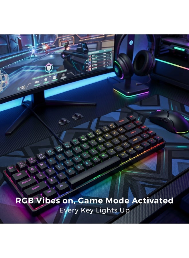 تراندز طقم كيبورد وماوس تراندز (Trands) ميكانيكي قابل لإعادة الشحن - 68 مفتاحاً مع إضاءة RGB، بلوتوث 5.3، شحن Type-C، يدعم أجهزة متعددة - لون أسود - Image 4