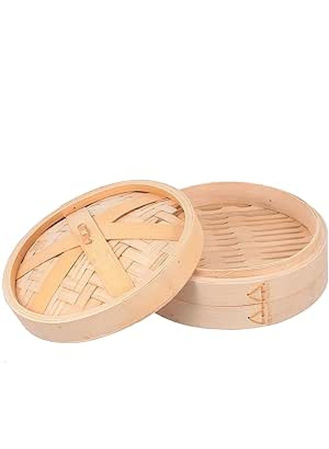 Reusable Bamboo Steamer Basket With Lid 22 3cm For Dim Sum Vegetables Dumplings - Image 1