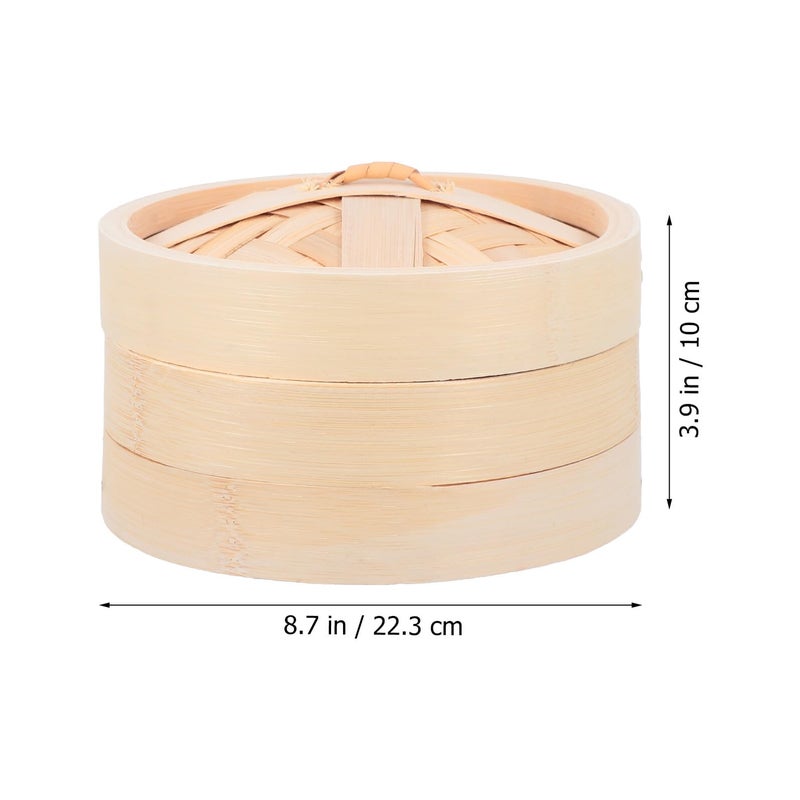 Reusable Bamboo Steamer Basket With Lid 22 3cm For Dim Sum Vegetables Dumplings - Image 3
