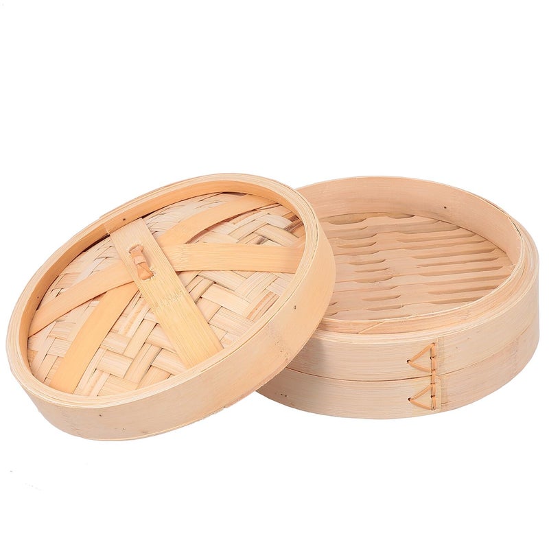 Reusable Bamboo Steamer Basket With Lid 22 3cm For Dim Sum Vegetables Dumplings - Image 2