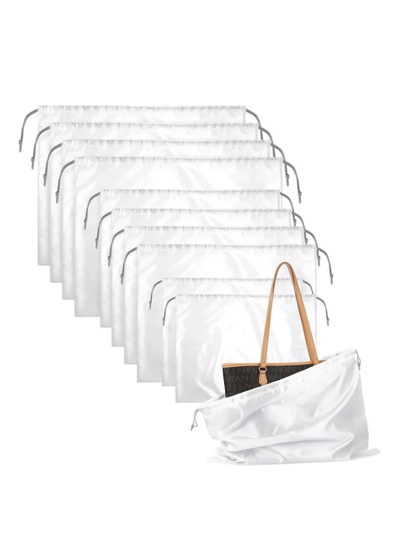 Dust Bags for Handbags, Silk Drawstring Travel Storage Pouch, Cover Purses, Clothes, Shoes, Toys and Boots, 10 Pcs, 3 Sizes (White)  - Image 1