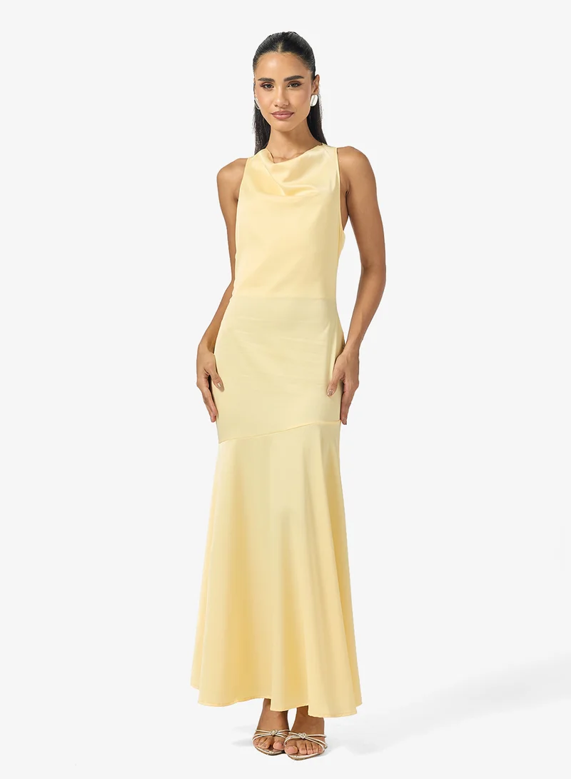 Ginger  Halter Neck Satin Mermaid Dress for Women | Best Price UAE