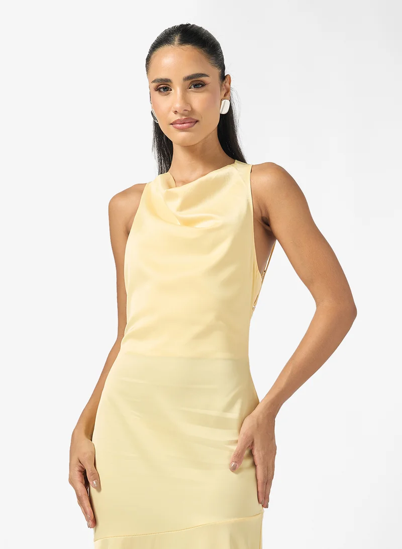 Ginger  Halter Neck Satin Mermaid Dress for Women | Best Price UAE