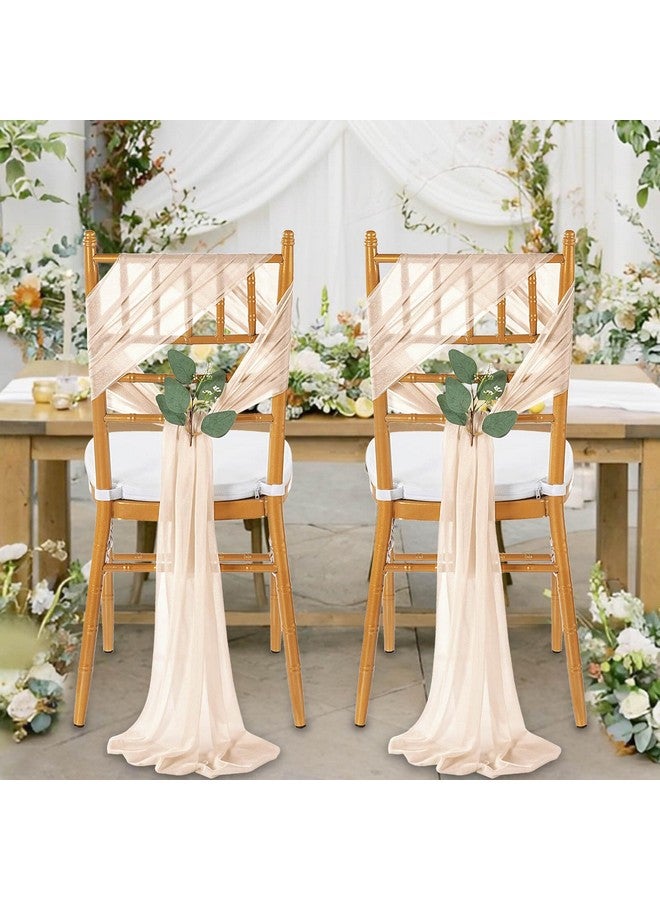 QueenDream Champagne Chair Sashes Wedding Aisle Decorations: 16 Packs 8ft Long Draping Fabric Sheer Church Chair Cover Bulk for Party Banquet - Image 2