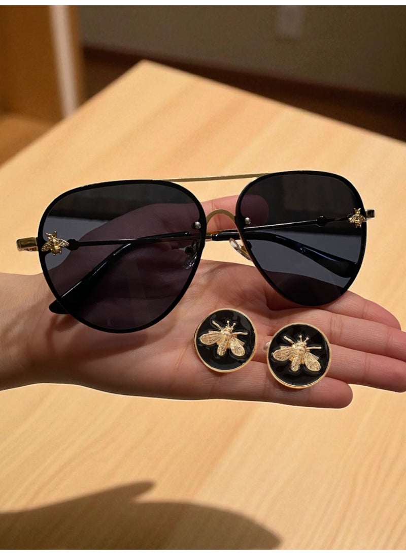 Bee Line Women's Jewellery Set Contains Sunglasses & Earrings Decorated With A Bee In High Quality And Elegant Design - Image 5
