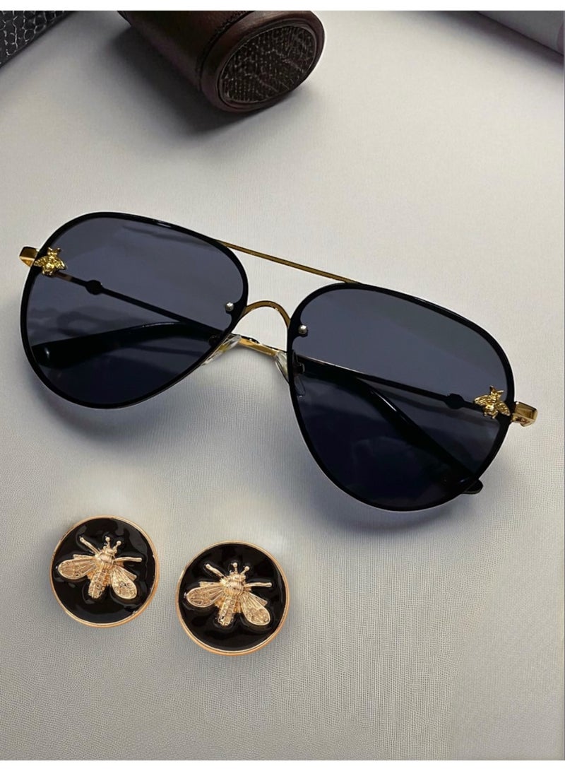 Bee Line Women's Jewellery Set Contains Sunglasses & Earrings Decorated With A Bee In High Quality And Elegant Design - Image 4