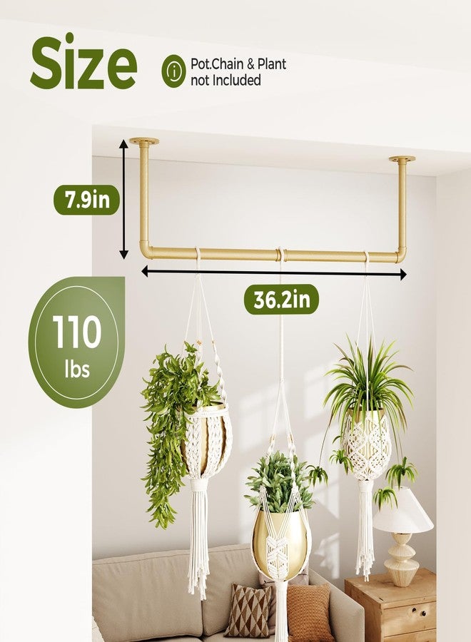 Bamworld Hanging Planters for Indoor Plants Plant Hanger Indoor Hanging Plant Rod 36.2in Window Plant Shelves Metal Rod Pot/Chains Not Included (Gold) - Image 5