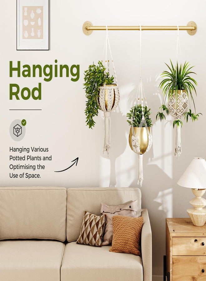 Bamworld Hanging Planters for Indoor Plants Plant Hanger Indoor Hanging Plant Rod 36.2in Window Plant Shelves Metal Rod Pot/Chains Not Included (Gold) - Image 2