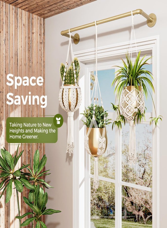 Bamworld Hanging Planters for Indoor Plants Plant Hanger Indoor Hanging Plant Rod 36.2in Window Plant Shelves Metal Rod Pot/Chains Not Included (Gold) - Image 3