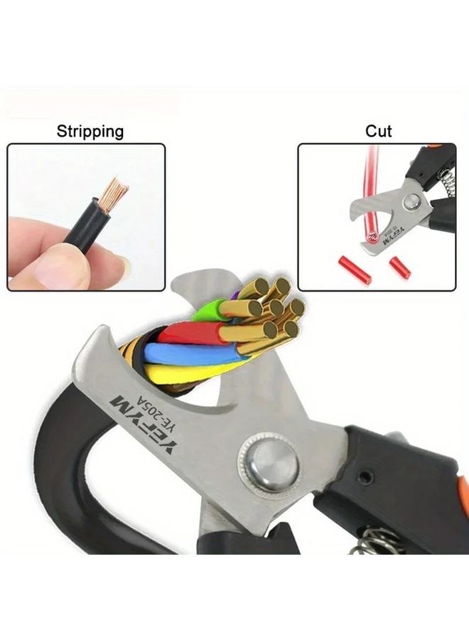 Model Ye 205 Cable Cutter Stripper Pliers Industrial 24mm2 Diameter 10mm 5CR13 Steel - Image 2