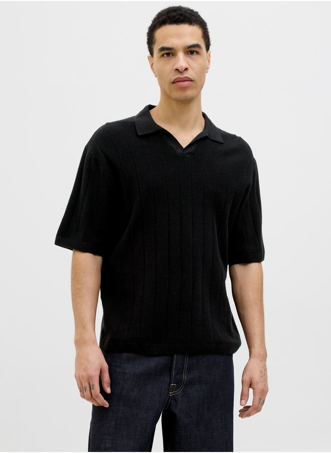 JACK & JONES Striped Textured Short Sleeve Polo Shirt  - Image 2