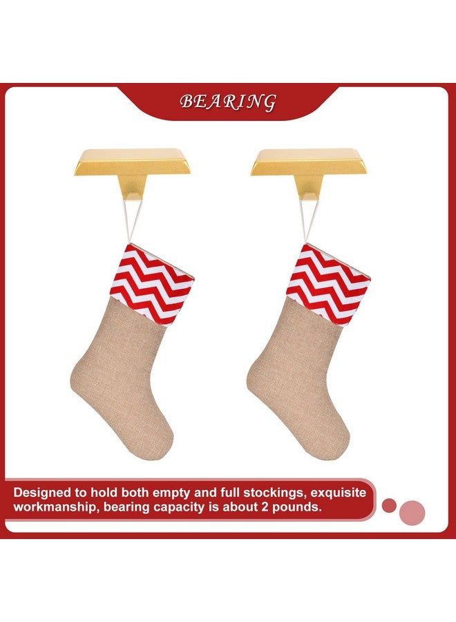 Sunshane Christmas Stocking Holders Mantel Stocking Hanger Hooks Fireplace Mantle Metal Hang Bases for Xmas Party Decorations (Gold, 5) - Image 3