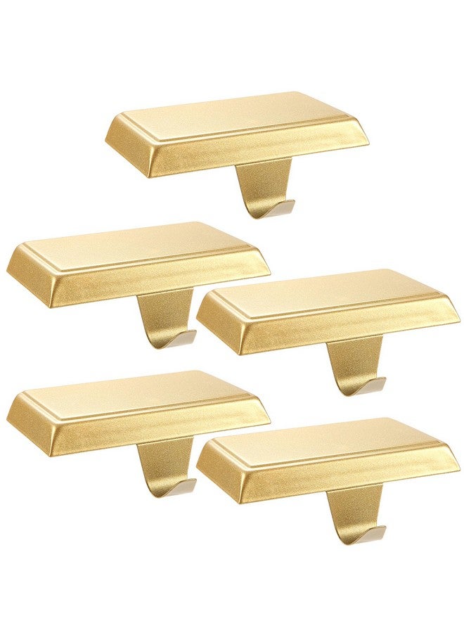 Sunshane Christmas Stocking Holders Mantel Stocking Hanger Hooks Fireplace Mantle Metal Hang Bases for Xmas Party Decorations (Gold, 5) - Image 1
