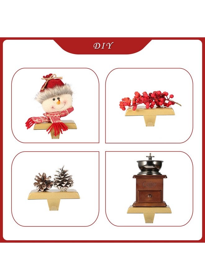 Sunshane Christmas Stocking Holders Mantel Stocking Hanger Hooks Fireplace Mantle Metal Hang Bases for Xmas Party Decorations (Gold, 5) - Image 5