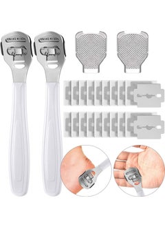 Mudder 24 Pieces in Total, 2 Callus Shaver Sets Include 20 Replacement Slices 2 Callus Shavers and 2 Foot File Heads Foot Care Tools Hard Skin Remover for Hand Feet (White) 
