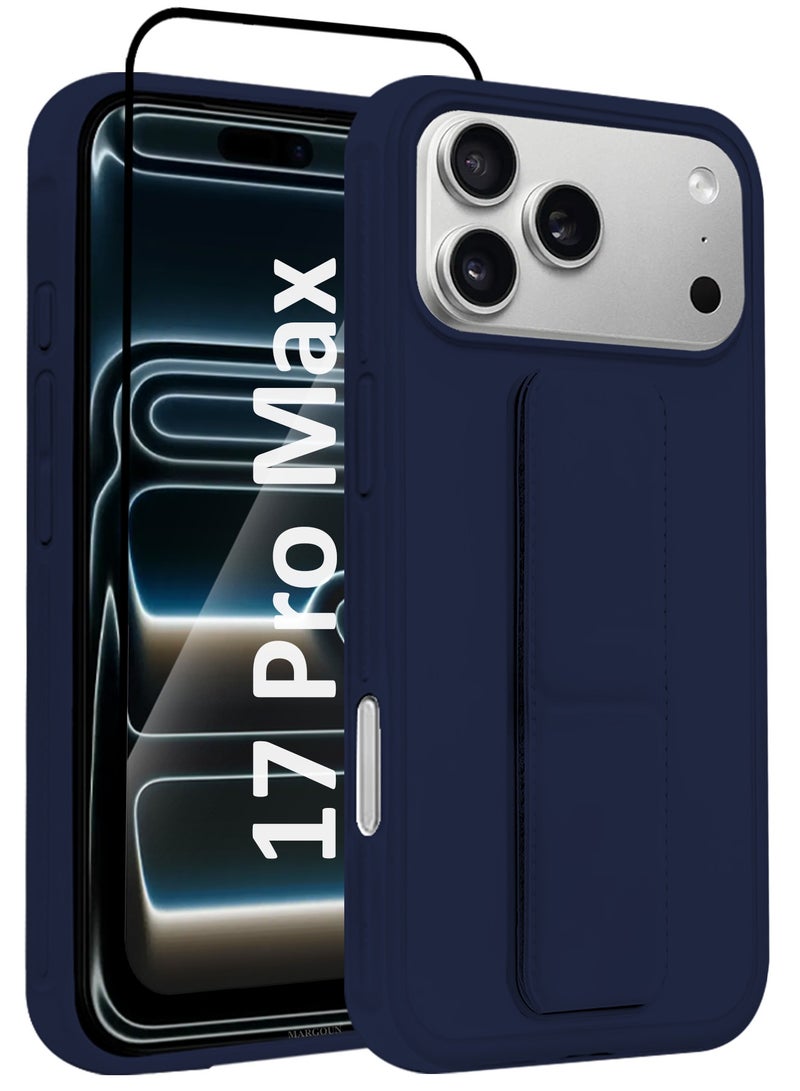 2 Packs Premium PU Leather Case for iPhone 17 Pro Max with Stand Function Shockproof and Anti Scratch Finger Grip with 3D Screen Protector - Image 2