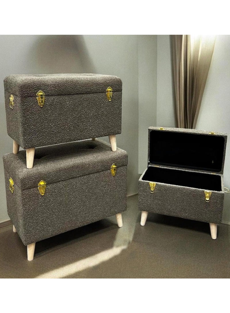 Set of 3 Pieces, Modern Nordic Storage Benches Rectangular Footrest Living Room Bedroom - Image 1