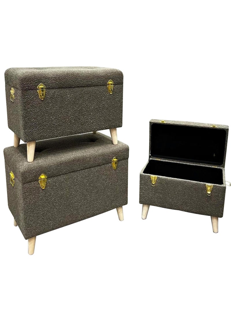 Set of 3 Pieces, Modern Nordic Storage Benches Rectangular Footrest Living Room Bedroom - Image 2