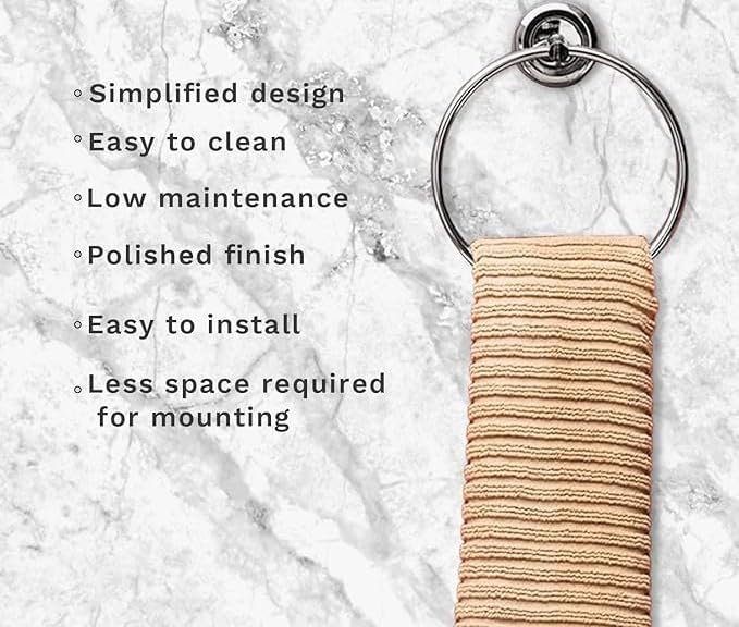 Compact Stainless Steel Finished Round Napkin Ring/Towel Ring/Napkin Holder/Towel Hanger/Towel Holder for Bathroom/Kitchen/Wash Basin (Silver)/ Bathroom Accesories  - Image 4