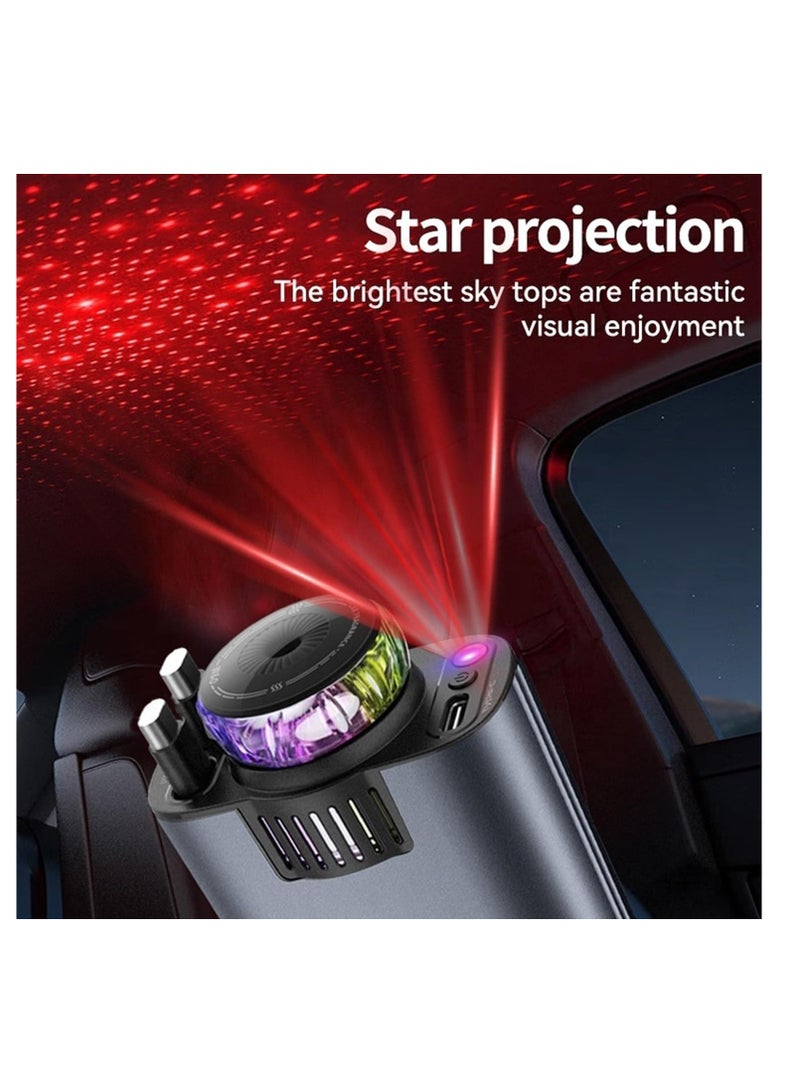بلو فاير شاحن سيارة 5 في 1 مع معطر هواء وإضاءة نجمية – شحن سريع PD 45W مع كابلات سحب USB-C و iOS مدمجة، مزود بـ 3 زجاجات عطر، إضاءة LED محيطة، شاحن سيارة متعدد الوظائف متوافق مع جميع الهواتف الذكية والأجهزة اللوحية – أسود - Image 3