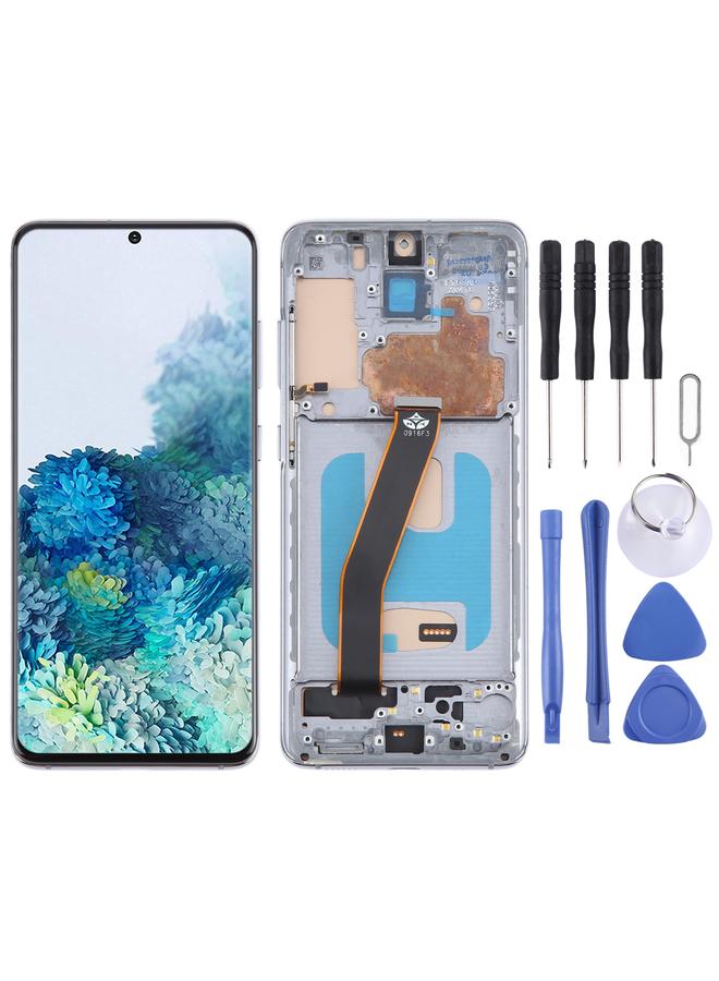 erorex Replacement For Samsung Galaxy S20 SM-G980 TFT LCD Screen Digitizer Full Assembly with Frame, Not Supporting Fingerprint Identification Silver - Image 1