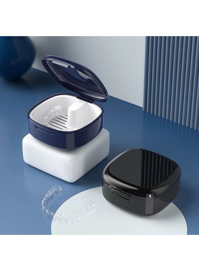 Blue Portable Denture Invisible Bracles Cleaning Case Soak Store Retainer Box Battery Free Oral Care - Image 3