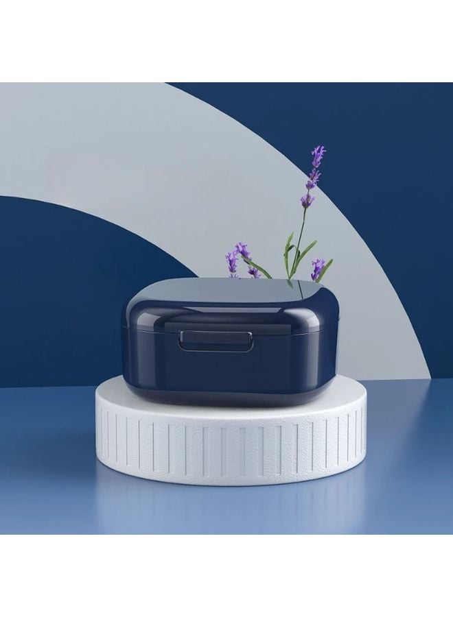 Blue Portable Denture Invisible Bracles Cleaning Case Soak Store Retainer Box Battery Free Oral Care - Image 1