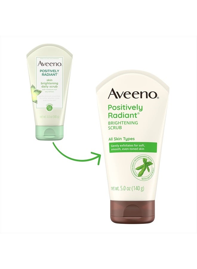 Aveeno Positively Radiant Skin Brightening Exfoliating Daily Facial Scrub, Moisture-Rich Soy Extract, helps improve skin tone & texture, Oil-& Soap-Free, Hypoallergenic, 5 oz - Image 2