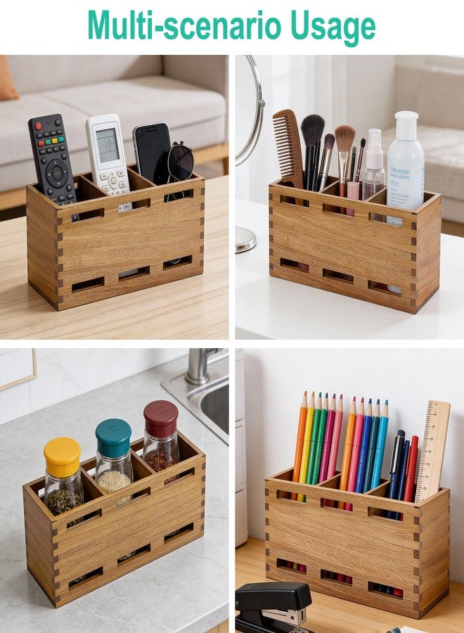 Ayiaren Farmhouse Wooden Silverware Utensil Caddy Cutlery Holder Small Acacia Wood Utensil Holders Organizer for Kitchen Count Party Fork Spoon Storage Organizer Table Silverware Holder Flatware Caddy Basket - Image 5