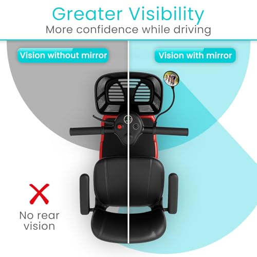 Vive Rear-View Side Mirror - Designed for Scooters, Bikes, Motor Vehicles, Bicycles, Handlebars - Clamp On Scratch Resistant Glass - 360 Rotatable, Adjustable, Universal Fit, Wide Angle Safety Support - Image 4