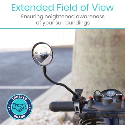 Vive Rear-View Side Mirror - Designed for Scooters, Bikes, Motor Vehicles, Bicycles, Handlebars - Clamp On Scratch Resistant Glass - 360 Rotatable, Adjustable, Universal Fit, Wide Angle Safety Support - Image 5