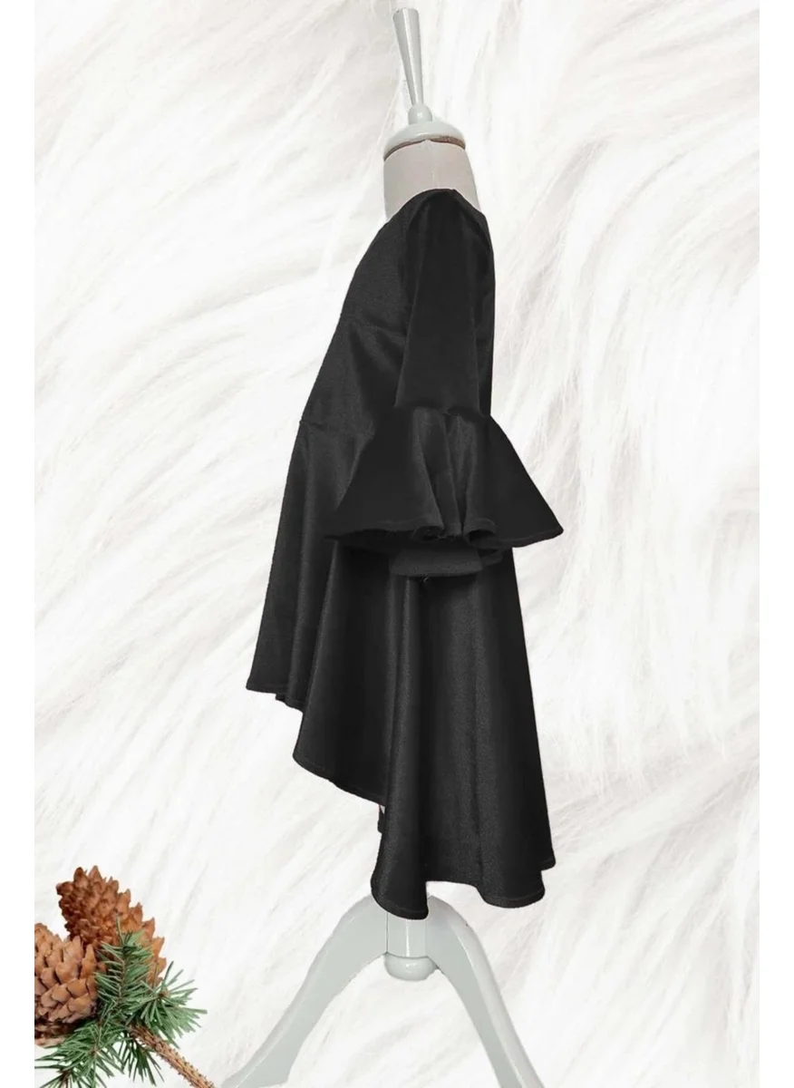 Shecco Babba Asymmetrical Black Velvet Girl Dress
