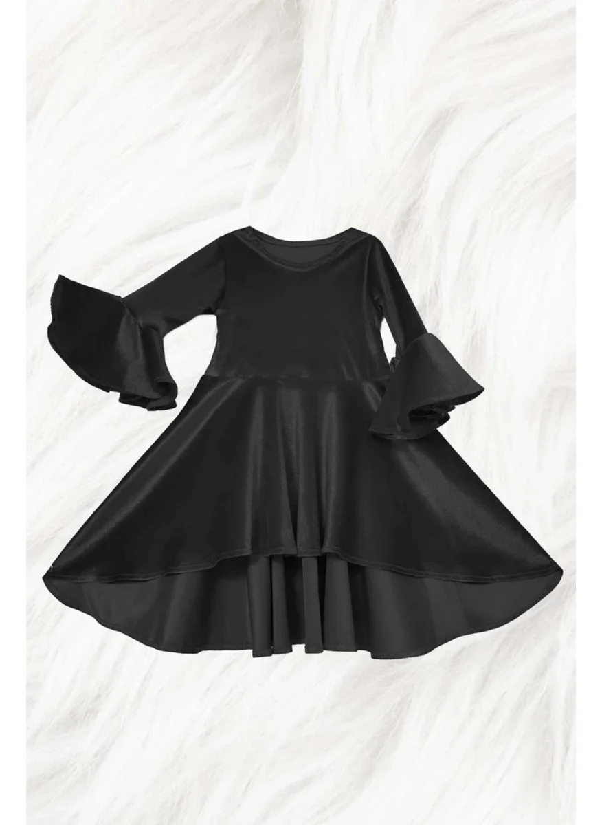 Shecco Babba Asymmetrical Black Velvet Girl Dress