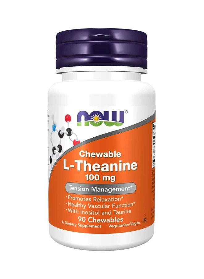 Now Foods L-Theanine Dietary Supplement 100 mg - 90 Chewables - Image 1