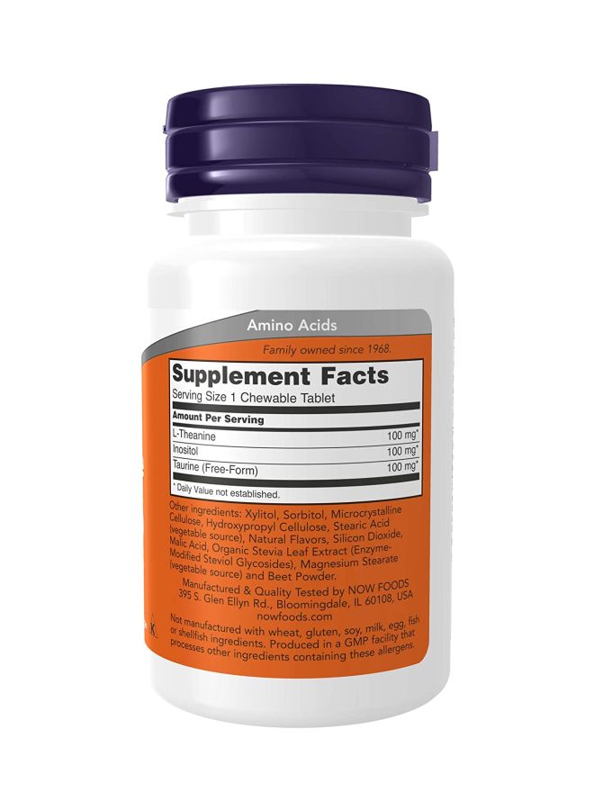 Now Foods L-Theanine Dietary Supplement 100 mg - 90 Chewables - Image 2
