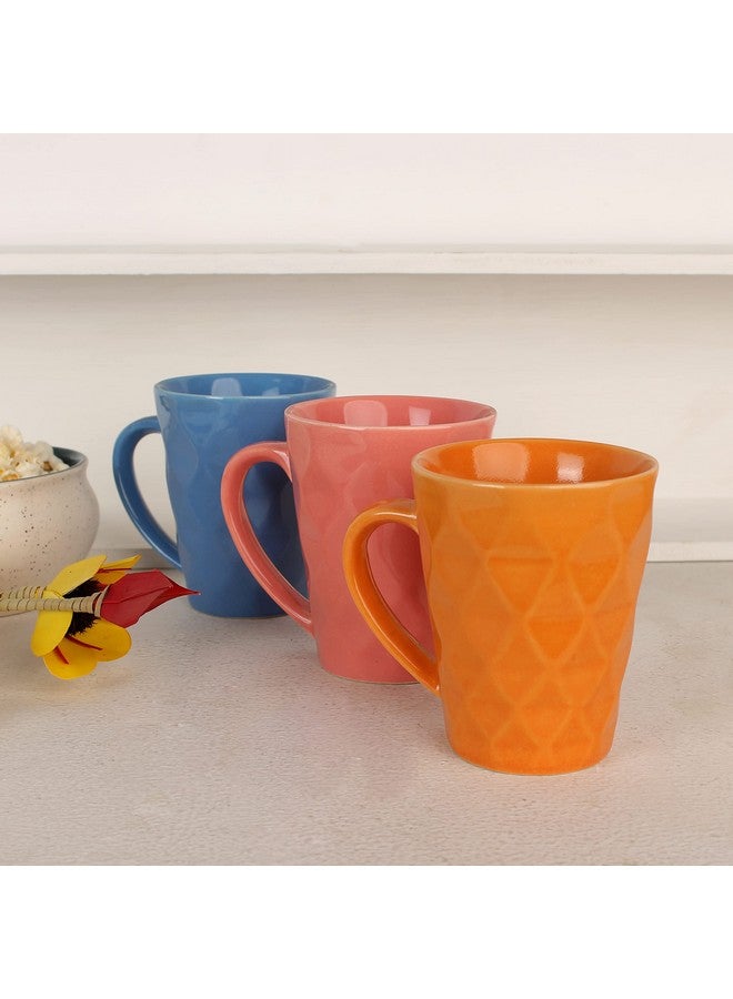 Anwaliya Matcha Series Ceramic Coffee Mug Set of 4 (300ml) Handcrafted Design Tea Cups Stackable, Chip Resistant, Large Serving Green Tea Cups, Diamond (Color May Vary) - Image 3