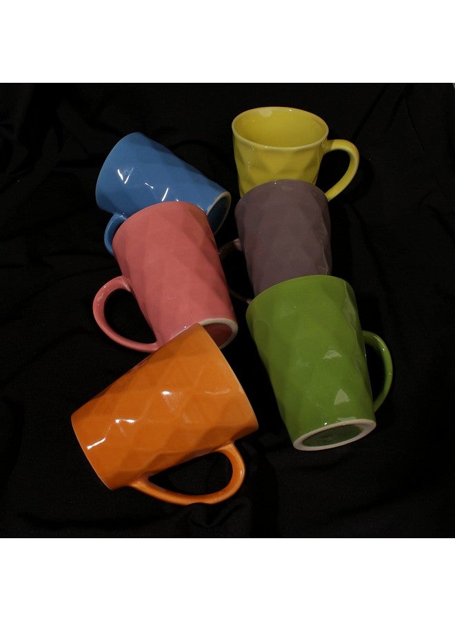 Anwaliya Matcha Series Ceramic Coffee Mug Set of 4 (300ml) Handcrafted Design Tea Cups Stackable, Chip Resistant, Large Serving Green Tea Cups, Diamond (Color May Vary) - Image 4