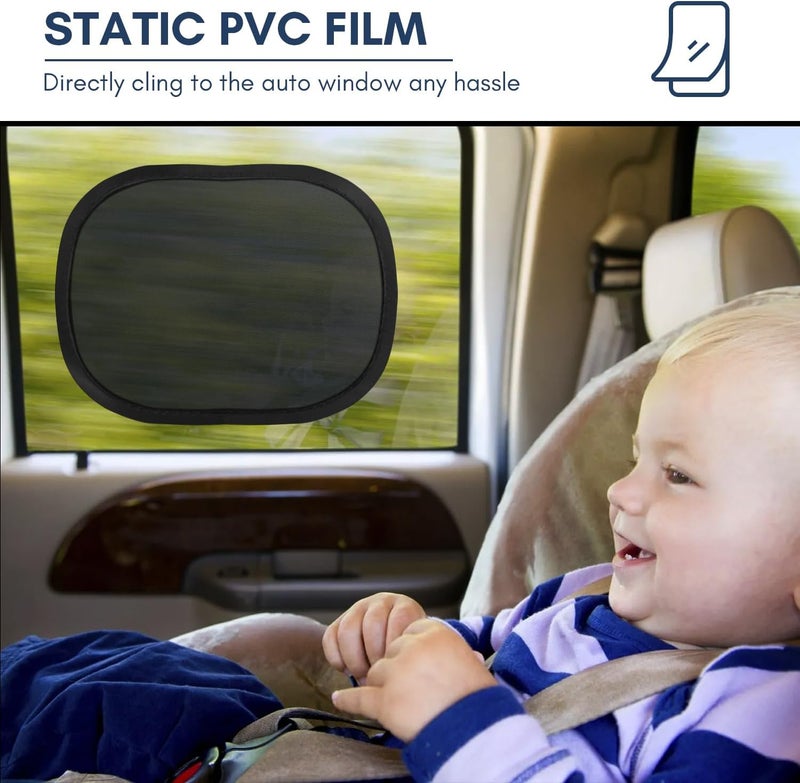 2win2buy Miniature Static Cling Car Window Shades, Removable Tint for Car Windshield Covers Blocks Sun Glare Patch Sun Screen Car Sun Shade for Side Window Baby, Driver Window Sunshade, Glare Visor 4 Pack - Image 4