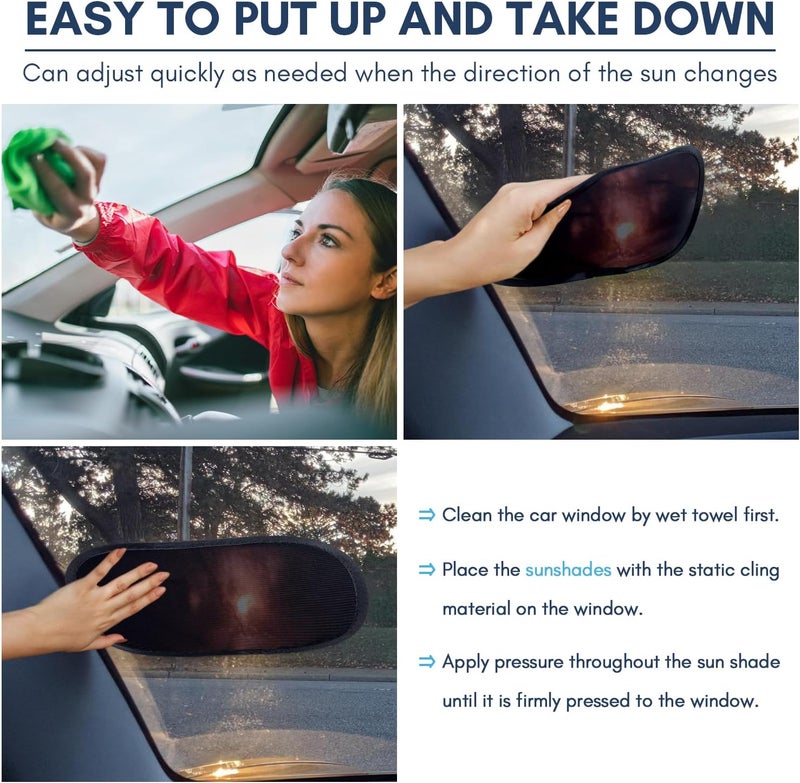 2win2buy Miniature Static Cling Car Window Shades, Removable Tint for Car Windshield Covers Blocks Sun Glare Patch Sun Screen Car Sun Shade for Side Window Baby, Driver Window Sunshade, Glare Visor 4 Pack - Image 5