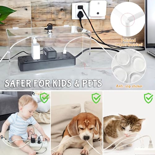 PILISPARK 2PC Acrylic Plug Organizer Upgrade,Cable Management Box with Lock,Cable Organizer Box for Surge Protector Power Strip,TV Computer,Cable Wires of Home,Office,Child and Pet Proof - Image 4