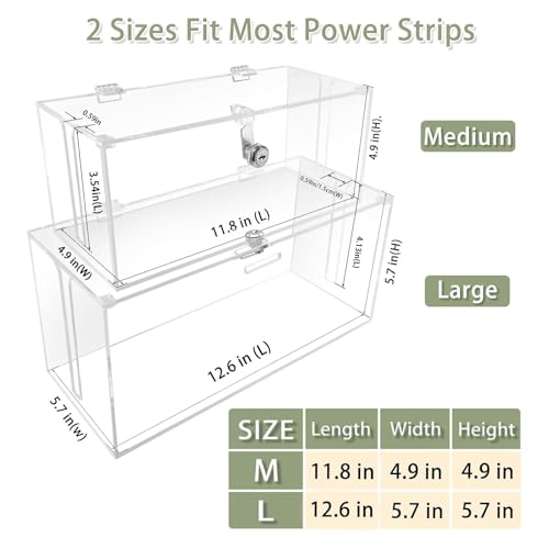 PILISPARK 2PC Acrylic Plug Organizer Upgrade,Cable Management Box with Lock,Cable Organizer Box for Surge Protector Power Strip,TV Computer,Cable Wires of Home,Office,Child and Pet Proof - Image 3
