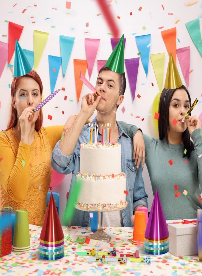 HEYTIMI 122 PCS Metallic Cone Birthday Party Hats Bulk Set with Party Blowers Noise Makers, Colorful Celebration Headwear for Adults, New Year, Christmas, Anniversary, Holiday Events - Image 4