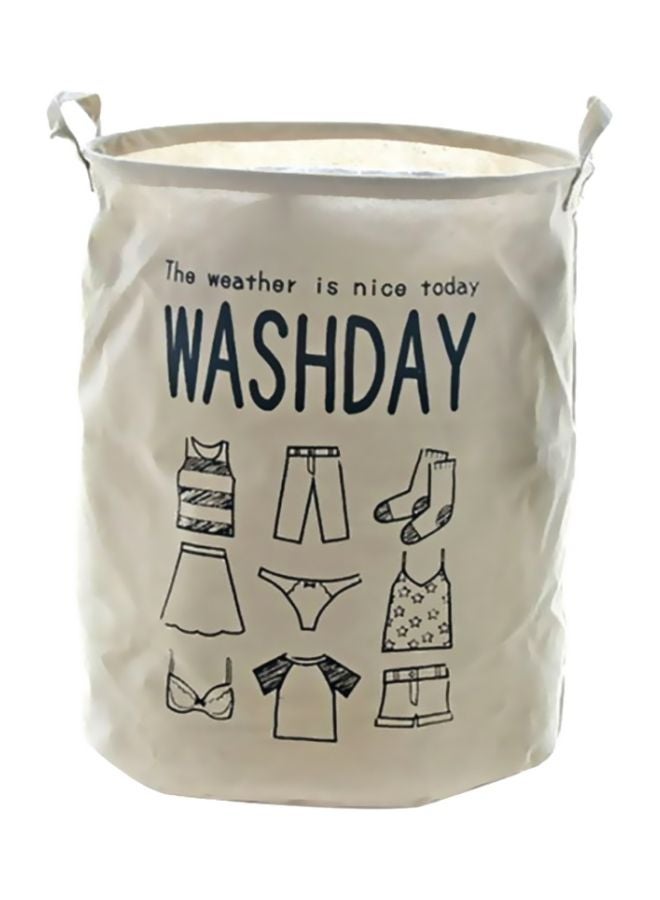 NIBEMINENT Linen Laundry Bag White/Black - Image 1