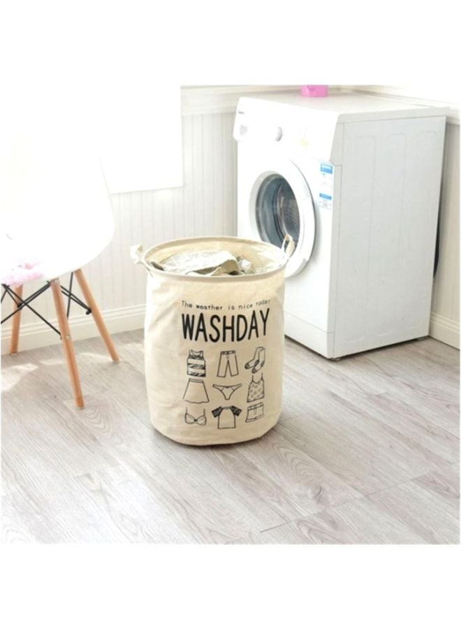 NIBEMINENT Linen Laundry Bag White/Black - Image 4