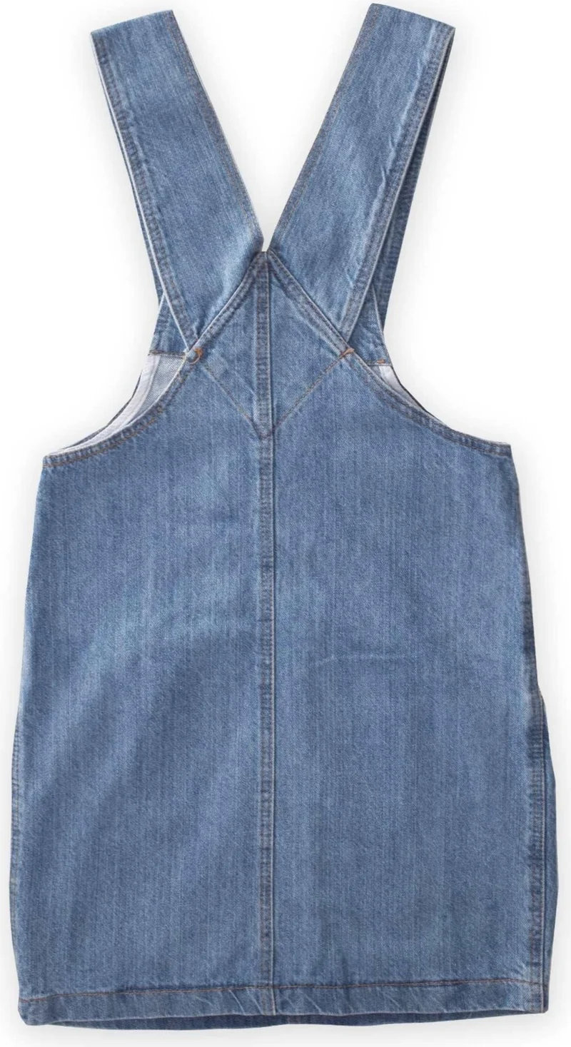 Cigit Gathered Pocket Denim Dress 2-7 Years Blue