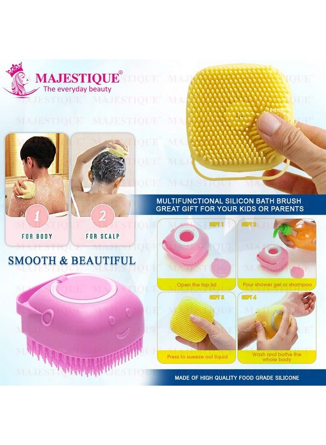 MAJESTIQUE Silicone Brush For Body Easy Clean Exfoliating Body Brush Loofah Silicone Suitable For All Skin Types Perfect Rubber Scrubber For Bathing 80Ml Color May Vary - Image 3