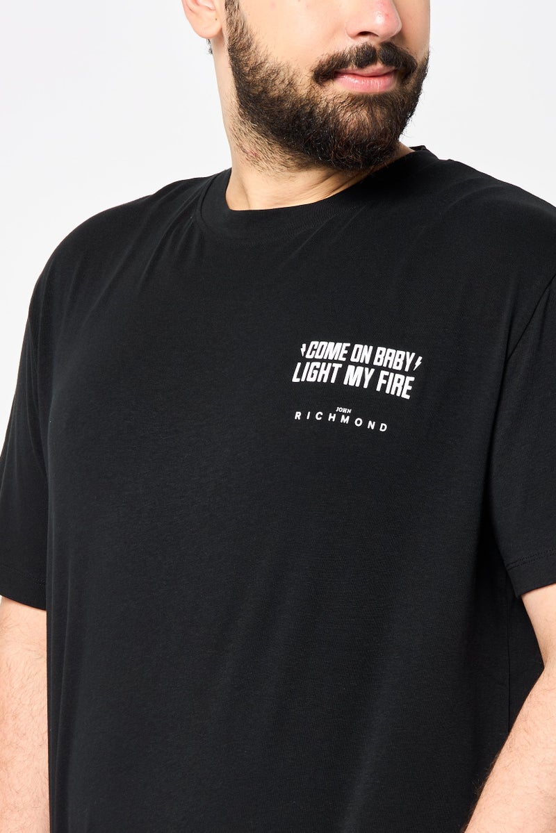 JOHN RICHMOND Men Crew Neck Short Sleeve Graphic Print T-Shirt, Black - Image 3