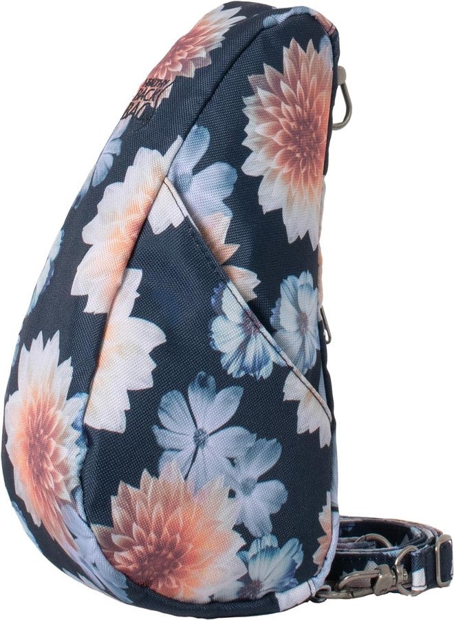 AmeriBag 10" Healthy Back Bag Recycled Poly Print Ergonomic Crossbody Sling Baglett for Everyday Use, Travel & Walking (Dahlias) - Image 3