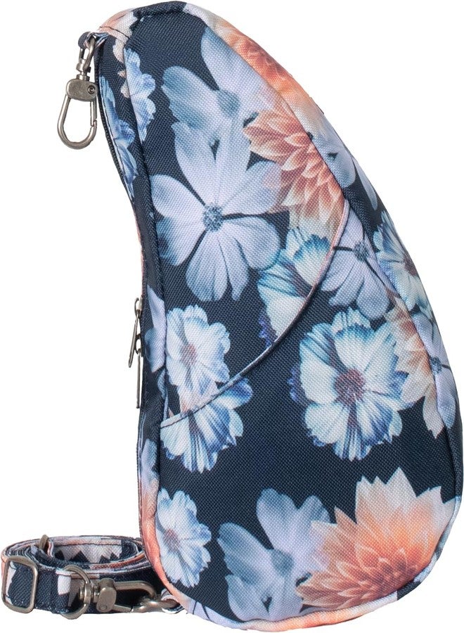 AmeriBag 10" Healthy Back Bag Recycled Poly Print Ergonomic Crossbody Sling Baglett for Everyday Use, Travel & Walking (Dahlias) - Image 2